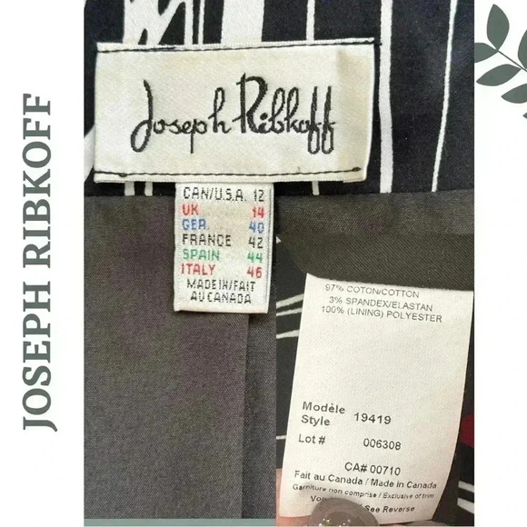 Joseph Ribkoff Lined Floral Abstract Print Button Front Black White Red Size 12 - Picture 8 of 8